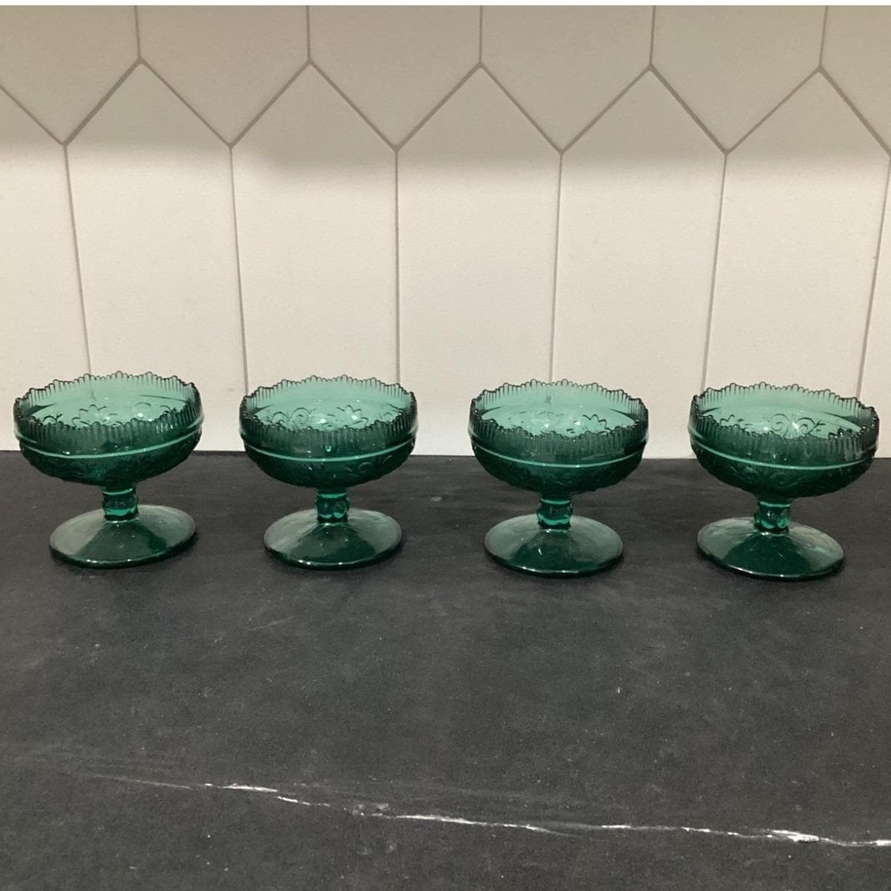 Indiana Tiara Spruce Green Sandwich Set of 4 Champagne / Tall Sherbet